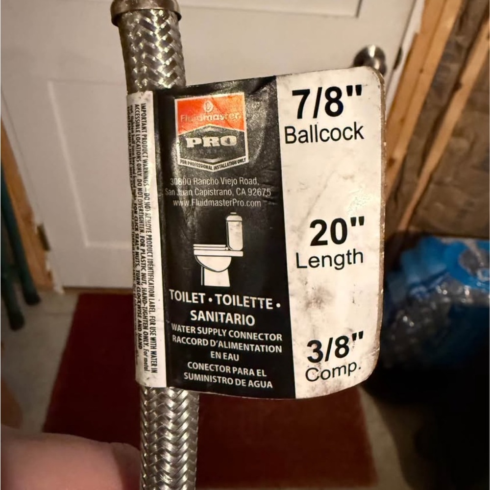 Toilet Connector - Fluidmaster Pro ⅞" ballcock. New.